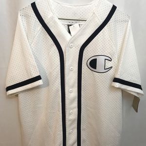 Champion White Mesh Baseball Jersey